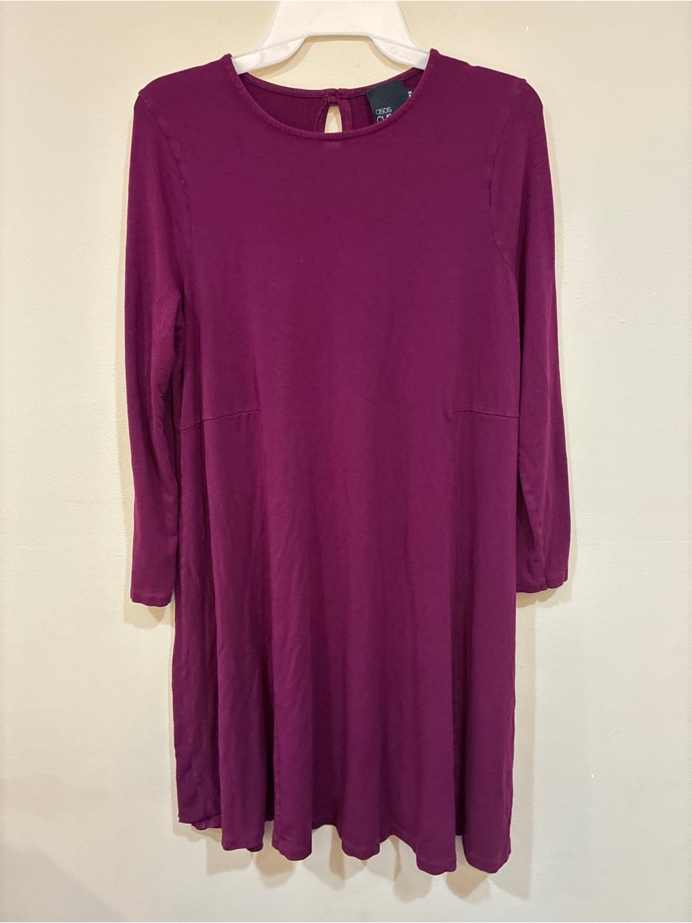 ASOS Long Sleeve Swing Dress in Plum